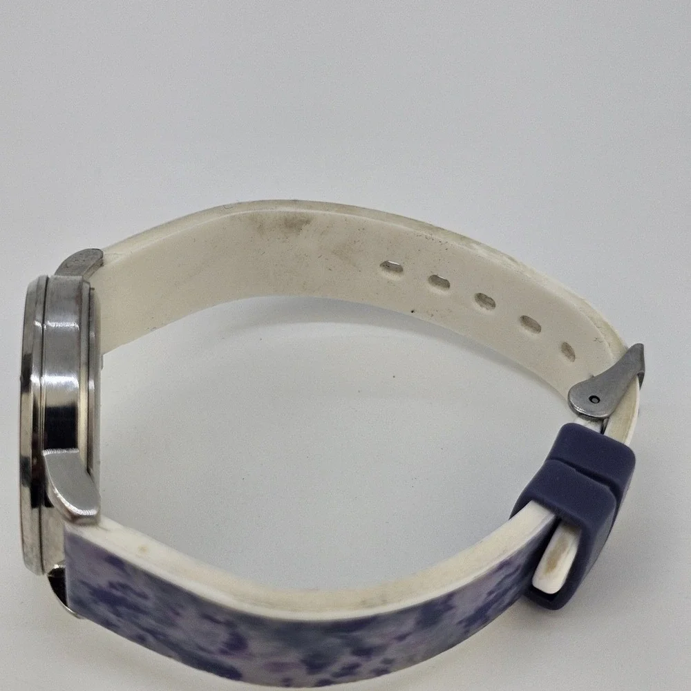 Women's Watch 35MM Gray Dial Floral Plastic Band‎ Straps New Battery